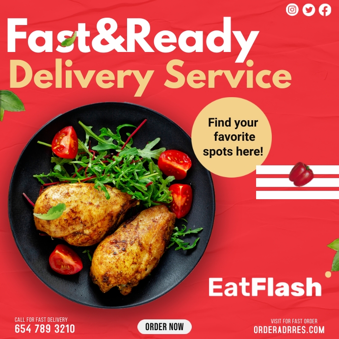 Copy of Chicken Food Delivery Service PosterMyWall