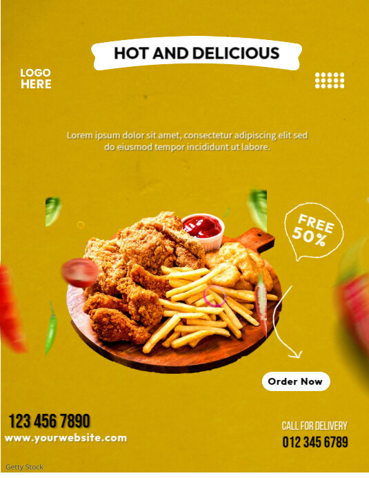 Chicken Food Menu Flyer (US Letter) template