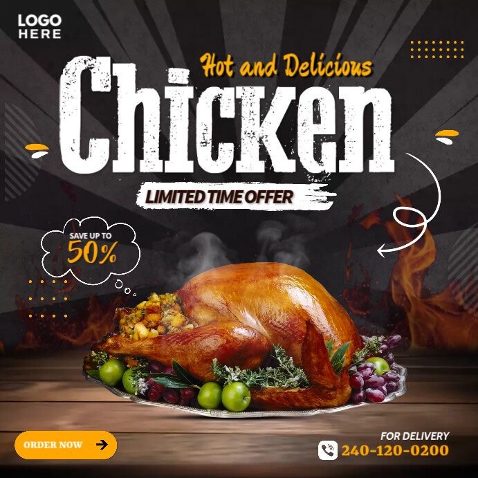 Chicken Food Menu Wpis na Instagrama template