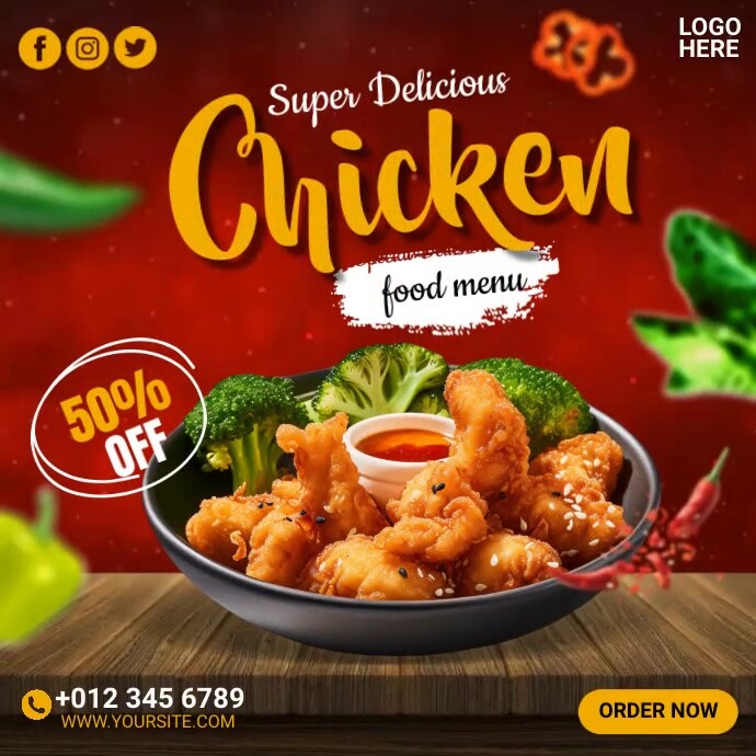 Create Food Chicken Menu Chicken Food Menu Template | PosterMyWall