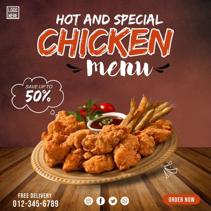 Add Chicken Menu Plantilla de Chicken Food Menu | PosterMyWall
