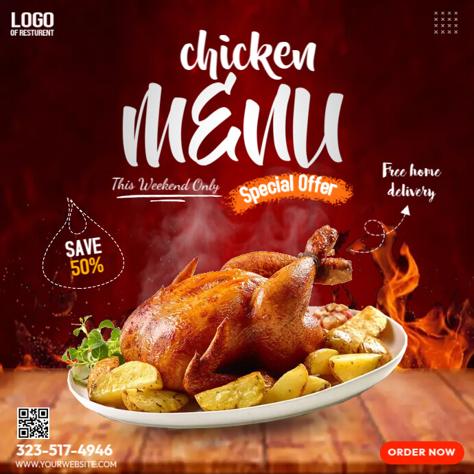 Create Food Chicken Menu Chicken Food Menu Template | PosterMyWall