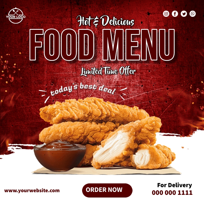Create Food Chicken Menu Food Menu Promotion Template | PosterMyWall