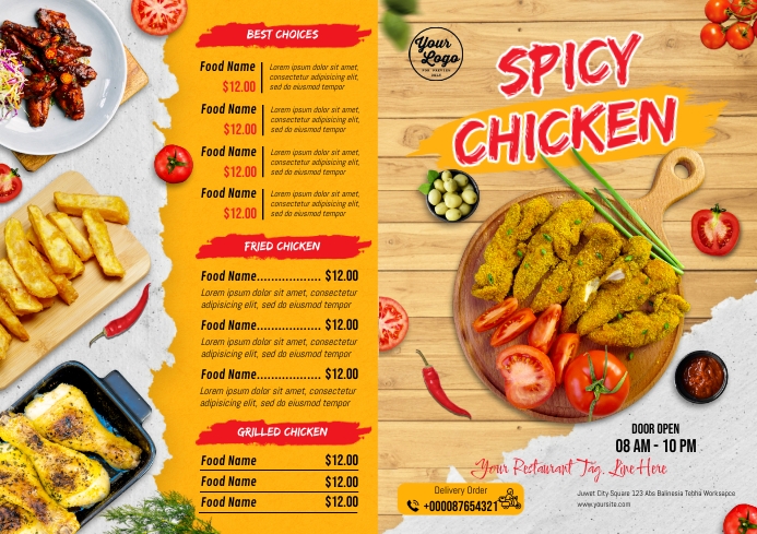 Chicken Food Menu Restaurant Template | PosterMyWall