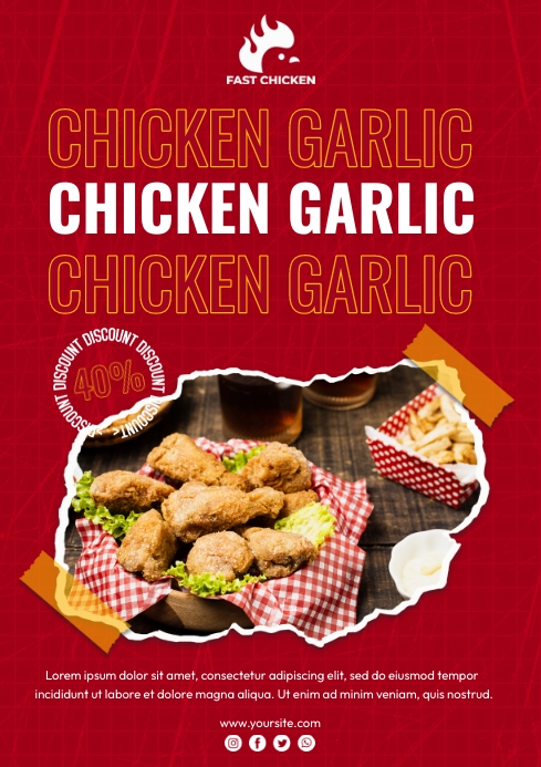 Chicken Garlic Menu A4 template