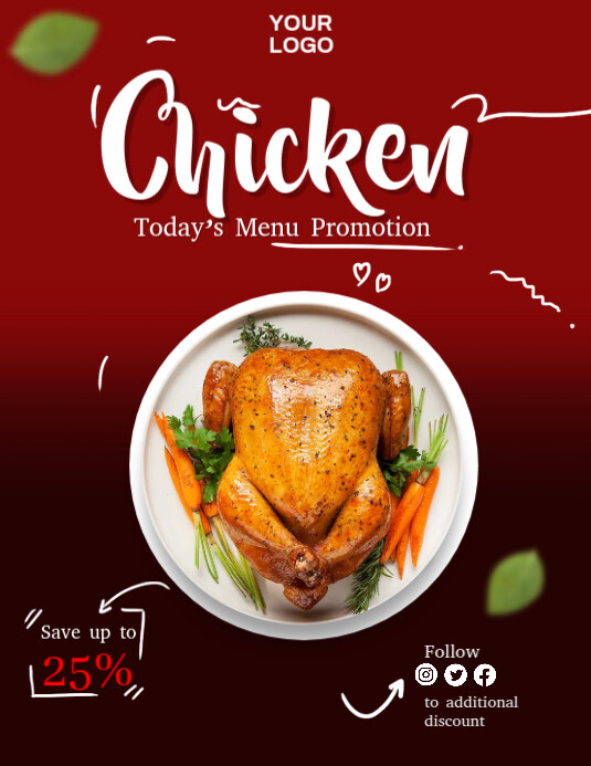 Chicken Menu Ads Ulotka (US Letter) template