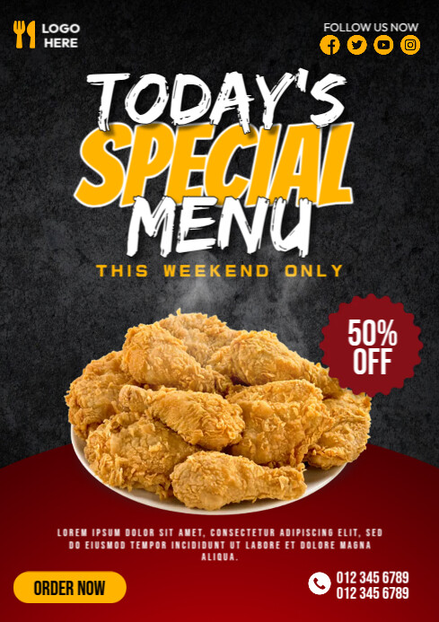 Add Chicken Menu Chicken Menu Ads Template | PosterMyWall