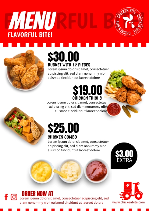 Plantilla de Chicken Menu | PosterMyWall