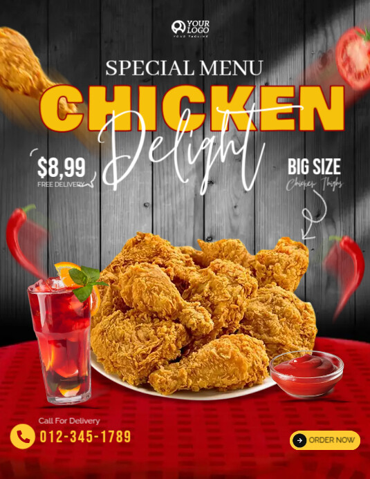 Modèle Chicken Menu Flyer | PosterMyWall