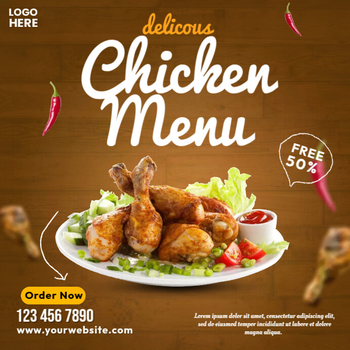 Create Food Chicken Menu Chicken Menu Template | PosterMyWall