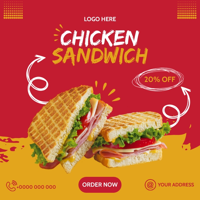 Square Ad Example Chicken Sandwich Square Ad Editable Template | PosterMyWall