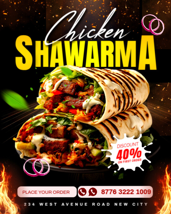 Copy of Chicken shawarma beef meat roll wrap döner fast food offer sale ...