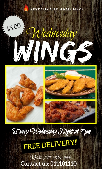 Chicken wing menu template | PosterMyWall