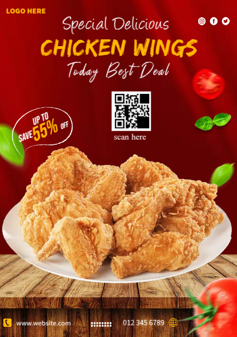 Wing Design Ad Chicken Wings Ads Template | PosterMyWall