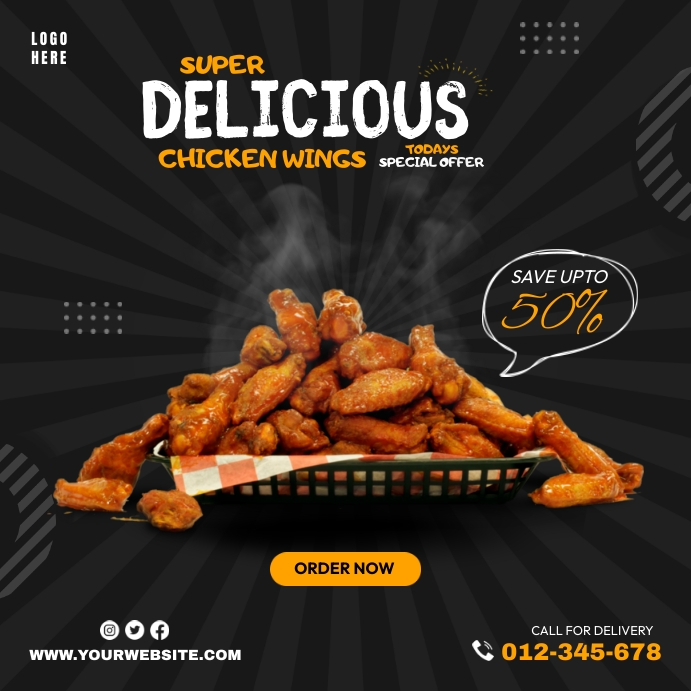 Wing Design Ad Chicken Wings Menu Ads Template | PosterMyWall
