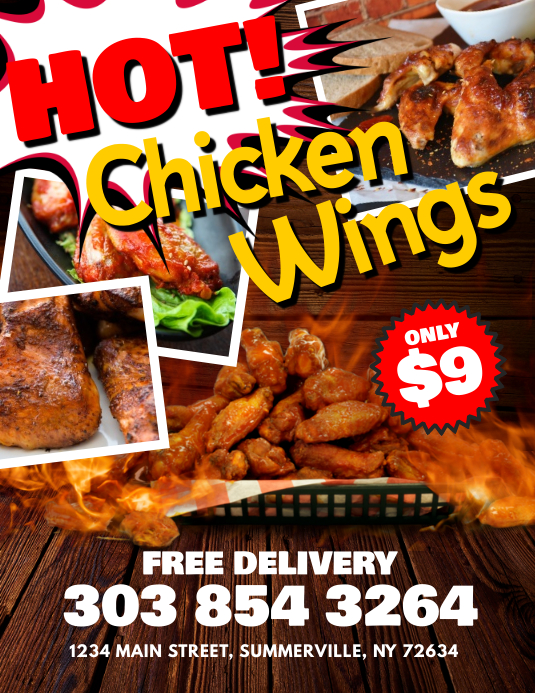 Plantilla De Flyer De Alas De Pollo Postermywall