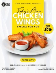 Chicken Wings special menu Flyer (format US Letter) template