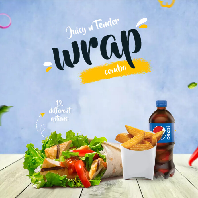 Copy of Chicken Wrap Deal offer with Fries and Drink PosterMyWall