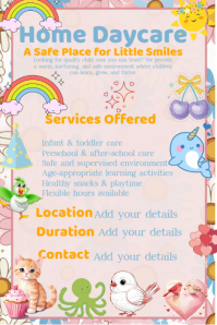 Child Care Provider Editable Advertisement Plakkaat template