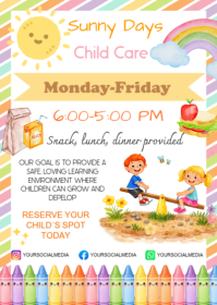Child Care Provider Editable Advertisement A6 template