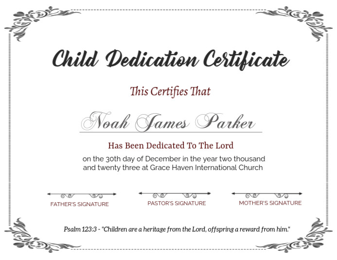 Child Dedication Lettering child dedication certificate poster Template | PosterMyWall