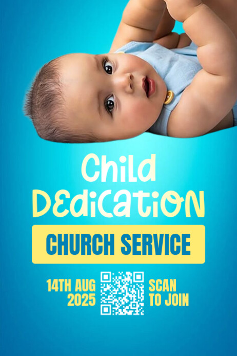 Child Dedication Service Flyer | Editable Church Event Template Poster