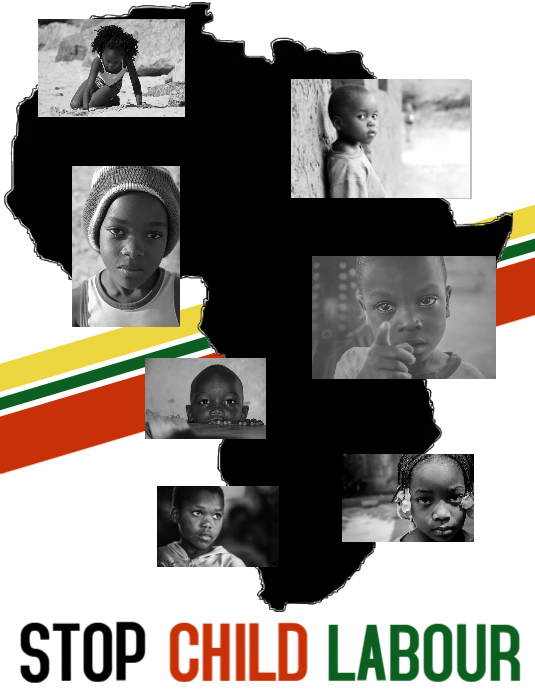 child labour, modern slavery, Africa, free education, abuse, campaign Flyer (US Letter) template