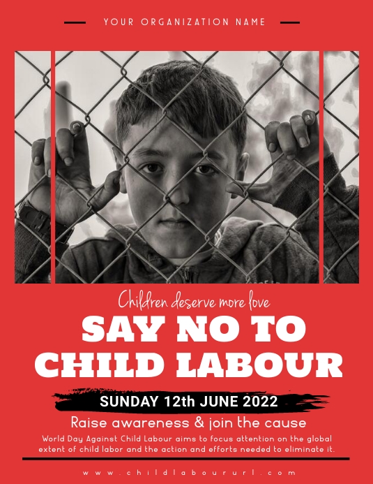 child labour, child labor, event Рекламная листовка (US Letter) template