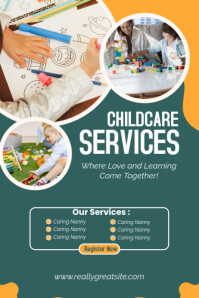 Turquoise Childcare Services Poster Template