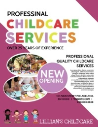 Pink and White Child Care Services Flyer Ulotka (US Letter) template