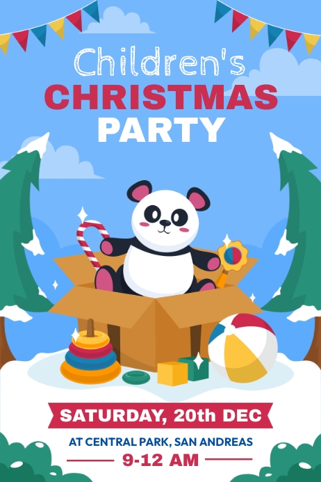 Children's Christmas Party Poster Affiche template