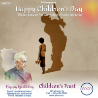 Children's Day free editable template for orphanage and schools, Jawaharlal Nehru's birthday Instagram Plasing