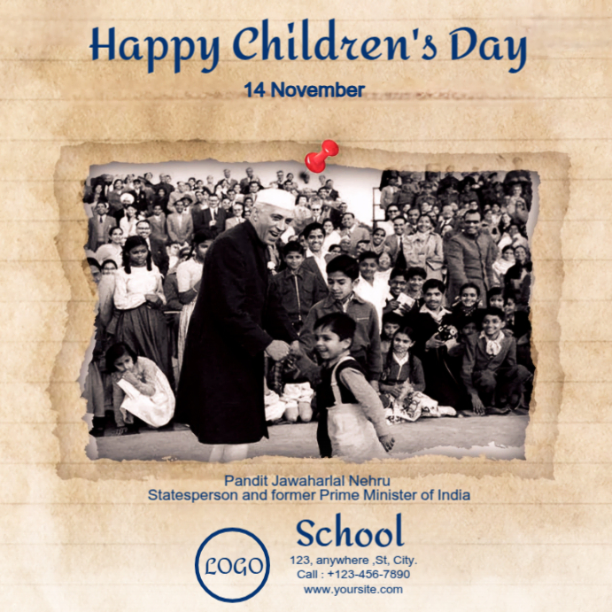 Children's Day November 14th Jawaharlal Nehru's birthday, free School ...