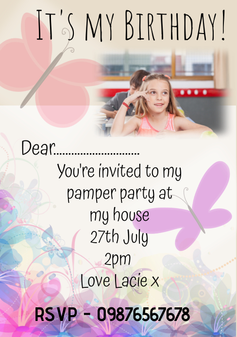Children's party invite girl Template | PosterMyWall