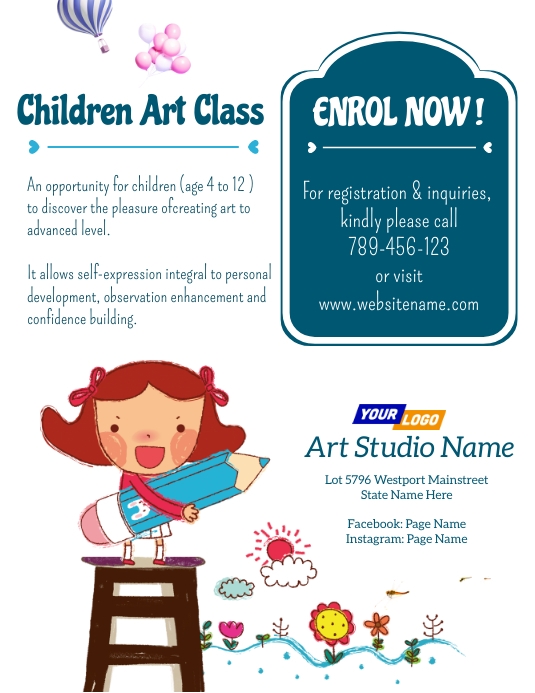 Children Art Class Ads Flyer template