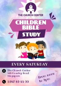 CHILDREN BIBLE STUDY CHURCH POSTER A6 template