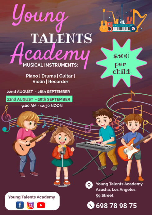 CHILDREN MUSIC INSTRUMENTS ACADEMY A3 template