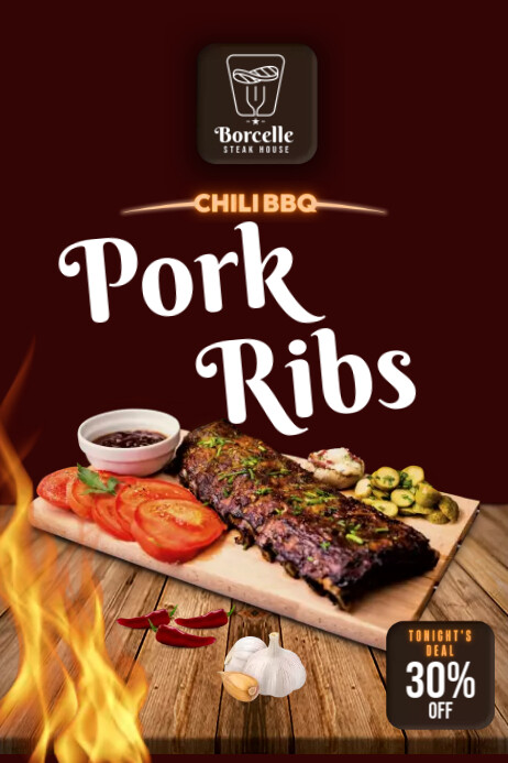 Che Rib Poster Copy of CHILI BARBEQUE PORK RIBS | PosterMyWall