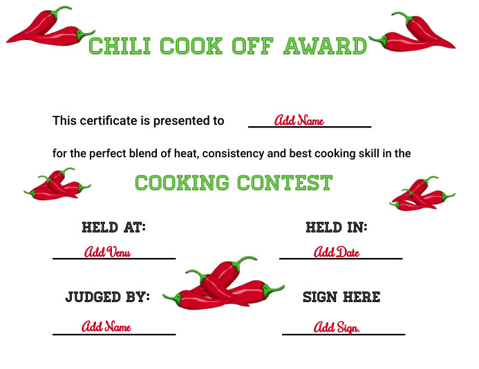 chili-cook-off-award-chili-cook-off-contest-template-postermywall for Free Printable Chili Cook Off Certificates chili cook off award, chili cook off contest Template | PosterMyWall for Free Printable Chili Cook Off Certificates