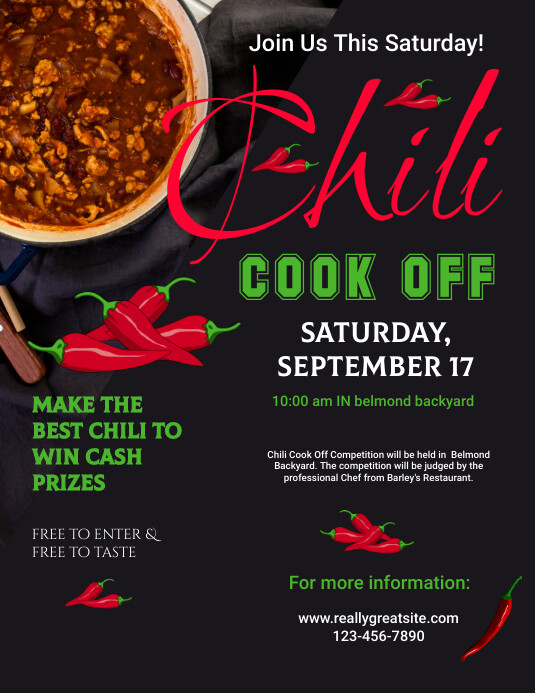 chili cook off competition flyer template Iflaya (Incwadi ye-US)