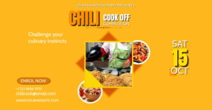 สีส้ม chili cook off competition flyer template Facebook-annonce