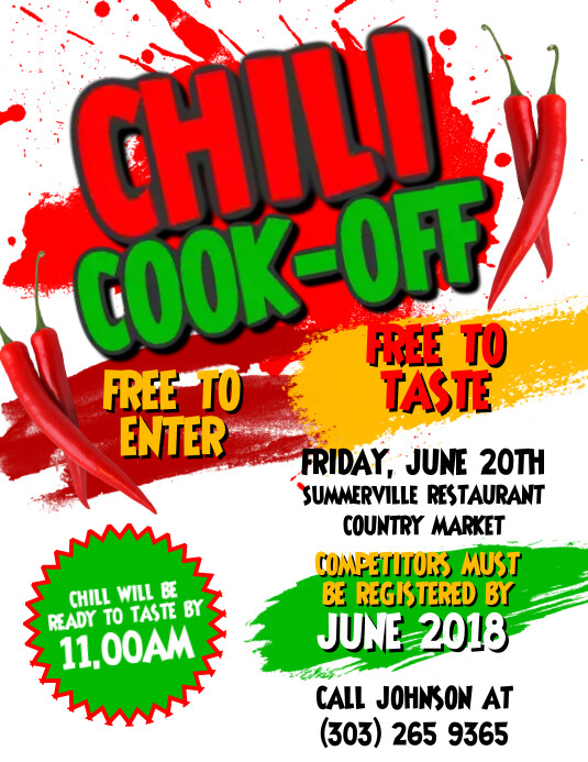 White Cook Off Contest Flyer Template | PosterMyWall
