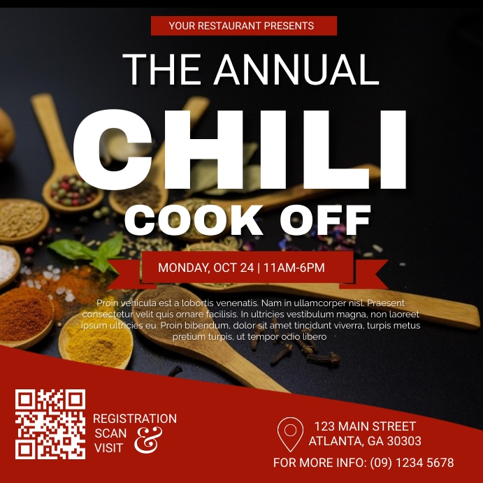Large Event Cook Posts Chili Cook Off Event Celebration Template | PosterMyWall