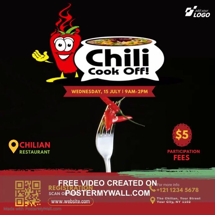 Chili Cook-Off Event Video Post Template | PosterMyWall