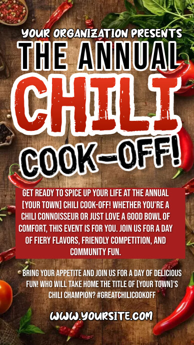 chili cook off flyer chili competition, insta Instagram Story template