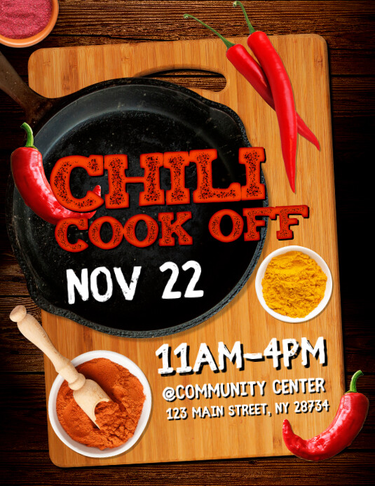 Chili CookOff Flyer Template PosterMyWall Chili CookOff Flyer Template PosterMyWall