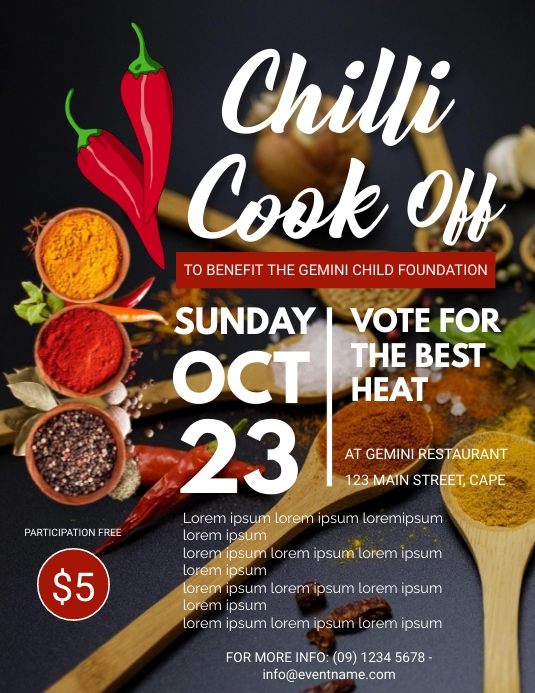 Chili Cook Off Flyer Template PosterMyWall Chili Cook Off Flyer Template PosterMyWall