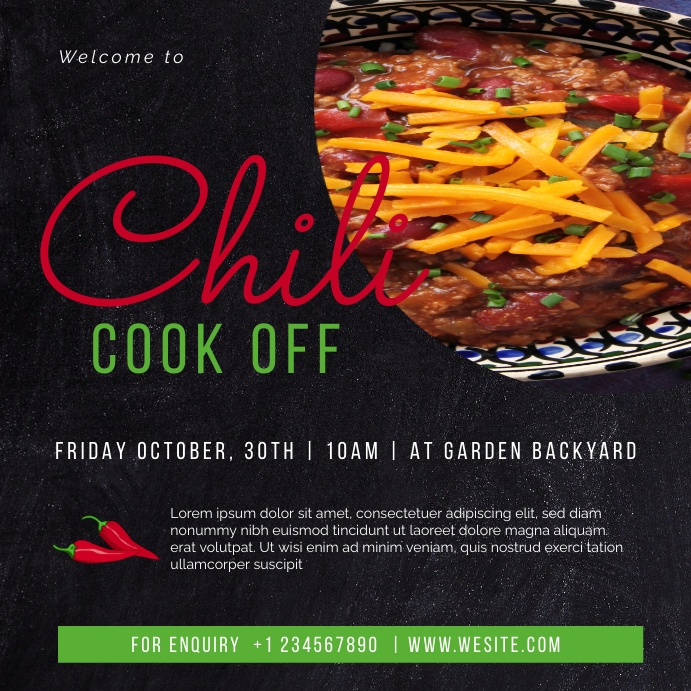 Chili Cook Off Flyer สี่เหลี่ยมจัตุรัส (1:1) template