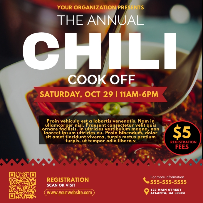 Large Event Cook Posts Chili cook off flyer ig post Template | PosterMyWall