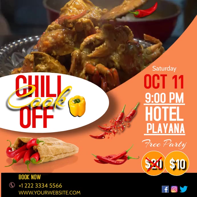 Large Event Cook Posts chili cook off food expo flyer template | PosterMyWall